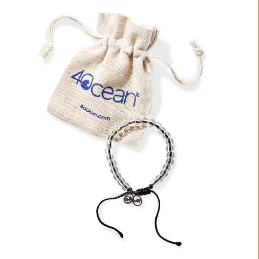 4Ocean Shark Bracelet Clear Beads Cord Handcrafted Artisan Recycled Sustainable